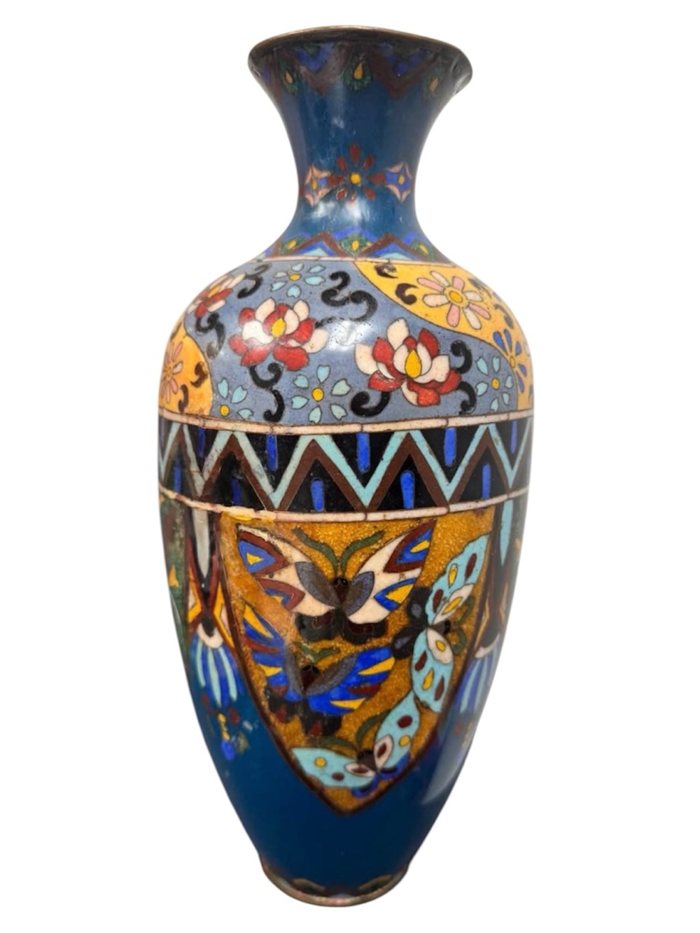 Antique Multicolor Cloisonné Metal Vase